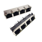 2PCS Metal RJ45 Network Jack PCB Vertical Female Socket Connector DIP 1X4 with LED Network Jacks for Enhanced Networking