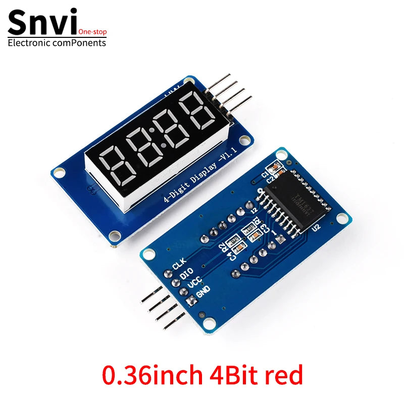 Snvi TM1637 4 Bits MAX7219 8 bit Digital LED Display Module 7 Segment 0.36Inch Clock RED Anode Tube Four Serial Driver