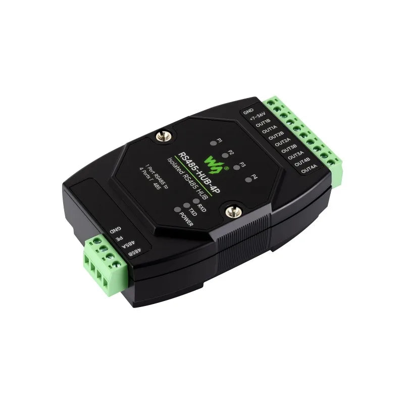 Industrial-grade Isolated 4-Ch RS485 Hub Rail-mount Support Wide Baud Rate Range, Expands 4-ch RS485 Sub Ports Via 1-ch RS485