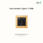Avoir Metal Panel Toggle Switch 2 Way Gold Copper Lever Wall Power Socket European Plug Usb Type C Charging Port Lighting Dimmer