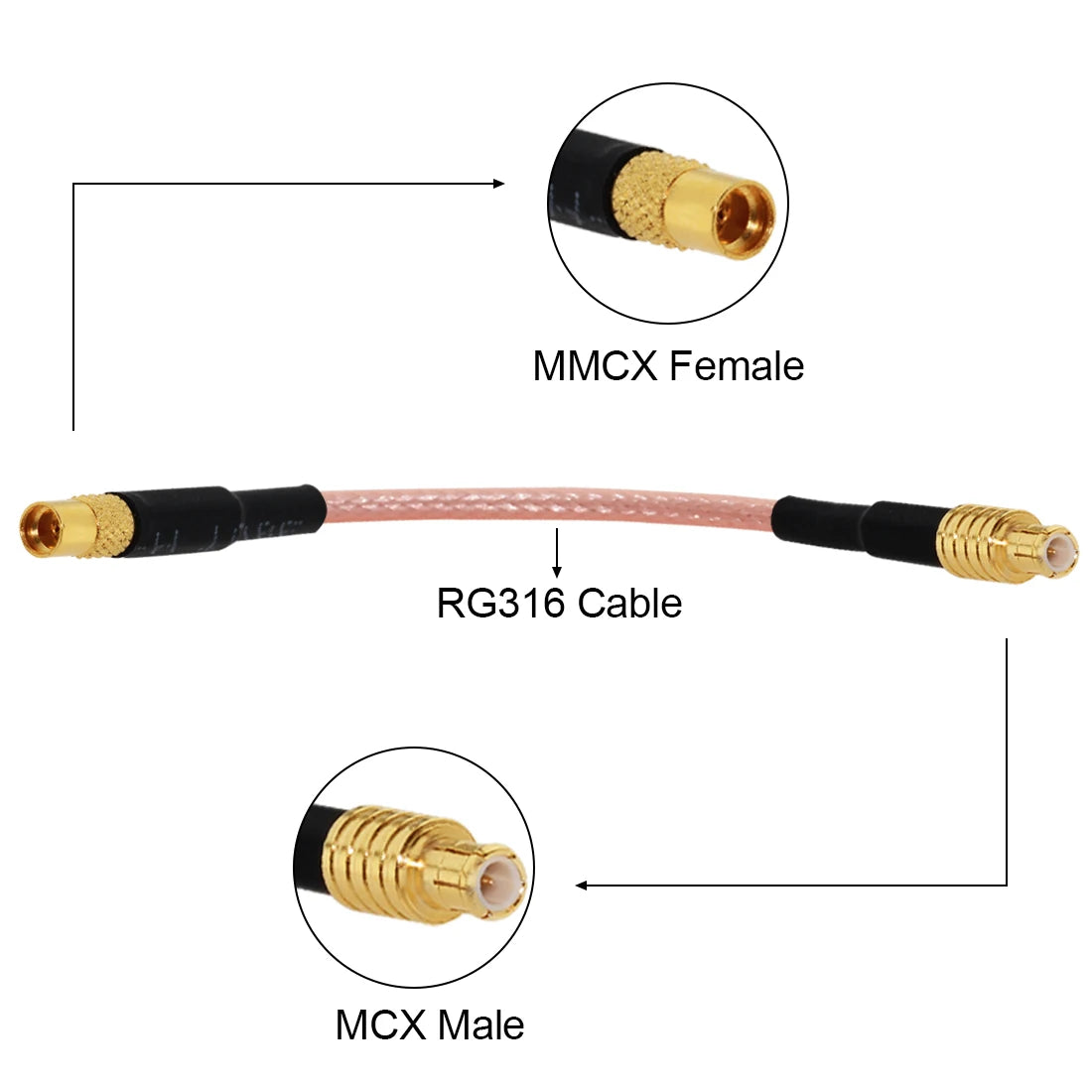 Wireless Modem Cable MCX Male to MMCX Female Straight Pigtail Adapter RG316 10cm/15cm/30cm/50cm Wholesale New