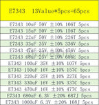 A B C D E 3216 3528 6032 7343 SMD Tantalum Capacitor Assortment Kit 1UF 2.2UF 4.7UF 10UF 22UF 33UF 47UF 100UF 220uF 330UF 470UF