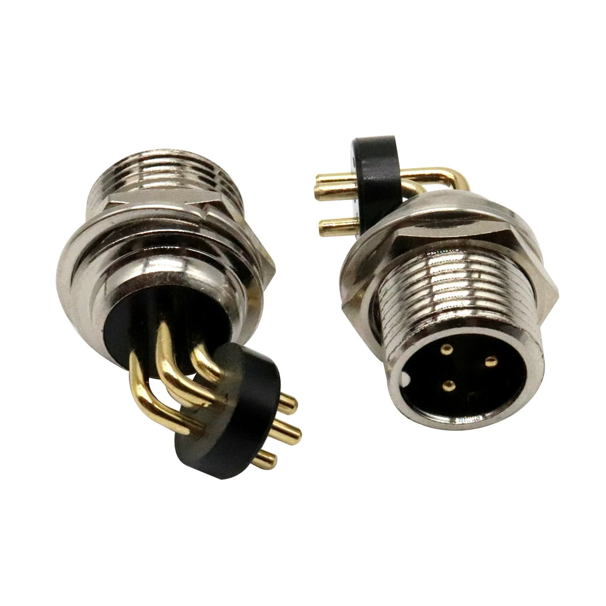 GX12 M12 PCB Aviation Plug Socket, 2/3/4/5/6/7Pin Gold Plated Copper Bent 90 Right Angle Solder Board Circuit Board Connector