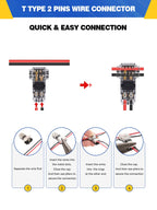 5/10PCS T Tap 2 Pin T2 Quick Splice Connector No Strip No Solder Wire Cable Terminal Automotive Electrical Joiner for Car Truck