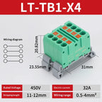 Push-in Terminal Block Multiple In Out Terminal Quick Connection of Wires Din Rail Wire Connector Universal Junction Box TB1-X6D