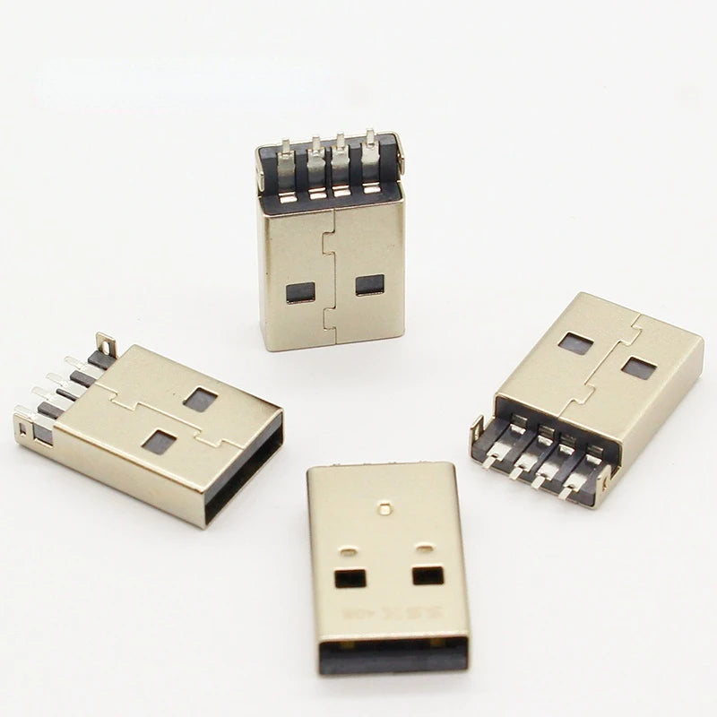 10pcs/lot USB 2.0 4Pin A Type Male Plug SMT Connector Black G49 for Data Transmission Charging