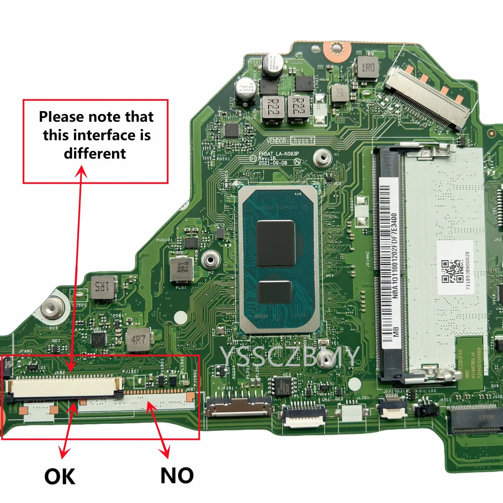FH5AT LA-K093P Mainboard For Acer Aspire A515-56 Laptop Motherboard With CPU i3 i5 i7 RAM 4GB Test OK