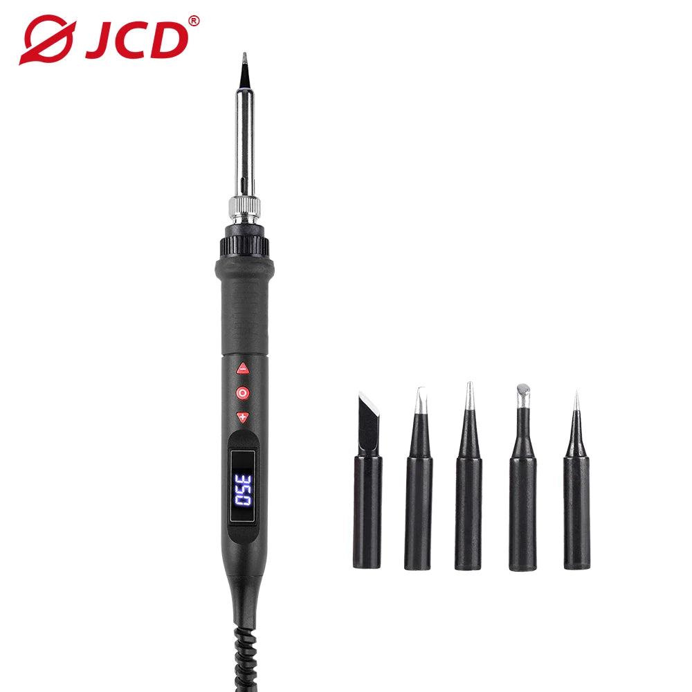 JCD Digital Soldering Iron Set Kit 80W with ON/OFF Switch Adjustable Temperature LCD Welding Tools Ceramic Heater Soldering Tips