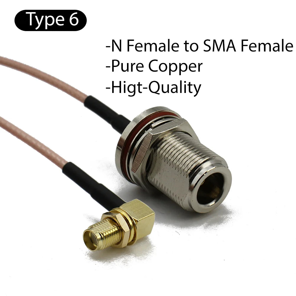 RG316 Cable N Female To SMA Male Extension Conncetor N Type L16 To RPSMA Crimp for RG-316 Pigtai Low Loss Coax Copper Brass