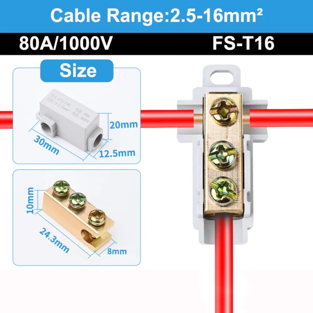 New Conductor Brass High Power Splitter Large Current Universal Quick Terminal Block Terminal Blocks Electrical