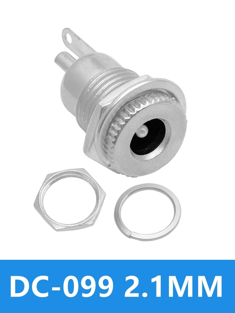 DC099 5.5 mm x 2.1mm DC Power Jack Socket Female Panel Mount Connector Metal DC-099 Open Hole 11MM 5.5*2.1 5.5*2.5