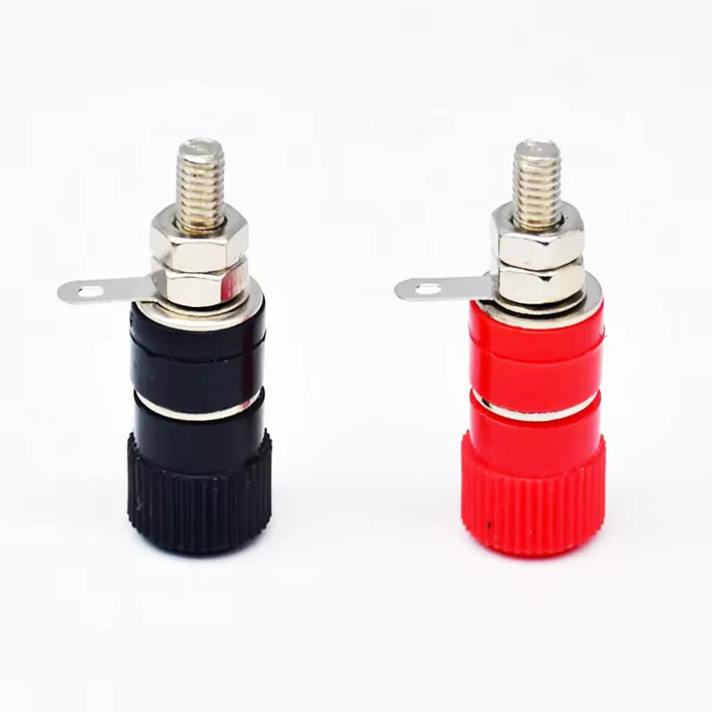 10pcs 4mm Red&Black Banana Socket Professional Binding Post Nut Banana Plug Jack Connector Nickel Plated For 4mm Banana Plug
