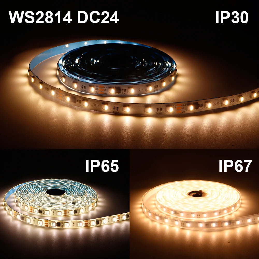 SK6812 WS2814 Led Strip 5050SMD 4 IN 1 60Leds/Pixels/M Individual Addressable Strip RGBW NW WW IP30/65/67 DC5V 12V 24V