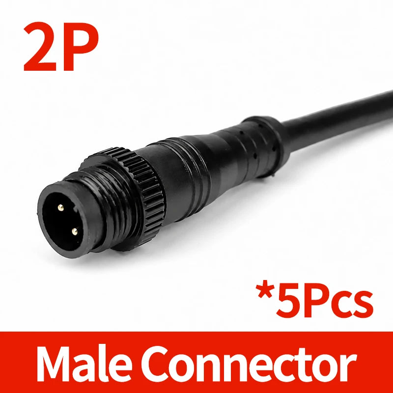 5PCS M12 Metal Panel Mount Connector IP65 Waterproof 2 3 4 5 6 8 Pin Male Female Socket Plug Pigtail Wire Industrial Cable