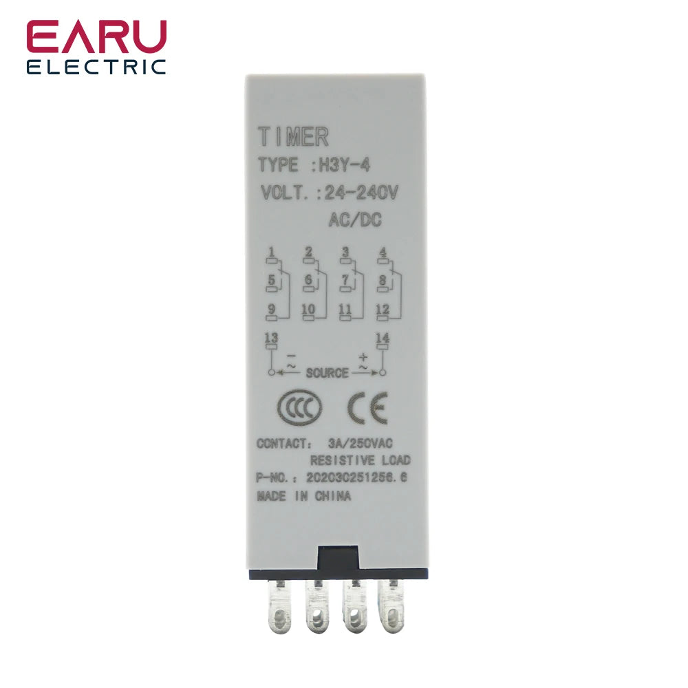 EARU Digital Time Relay 0.1s-990h Multi-Mode Power On Off Delay Cycle Timer AC DC 24-240V 2NO2NC with Base Socket