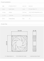 Bykski 120mm Fan Use for Water Cooling Radiator Computer PC Case 3008RPM Heatsink  Support PWM  CF-AP3000EX-X / CF-RBW3000EX-X