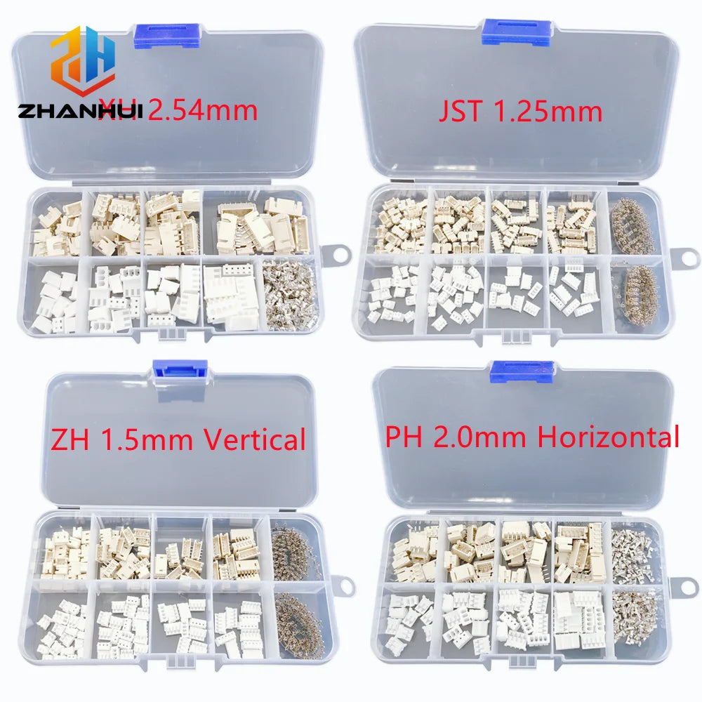 1 Box JST Connector Assortment Kit - SH1.0/ZH1.5/PH2.0/XH2.54 2-5Pin Male/Female Socket with Horizontal/Vertical Header