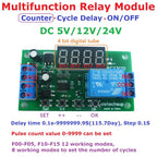 DC 5V 12V 24V Multifunction Pulse Counter Trigger Delay Timer Relay Simple PLC Module for Smart Home