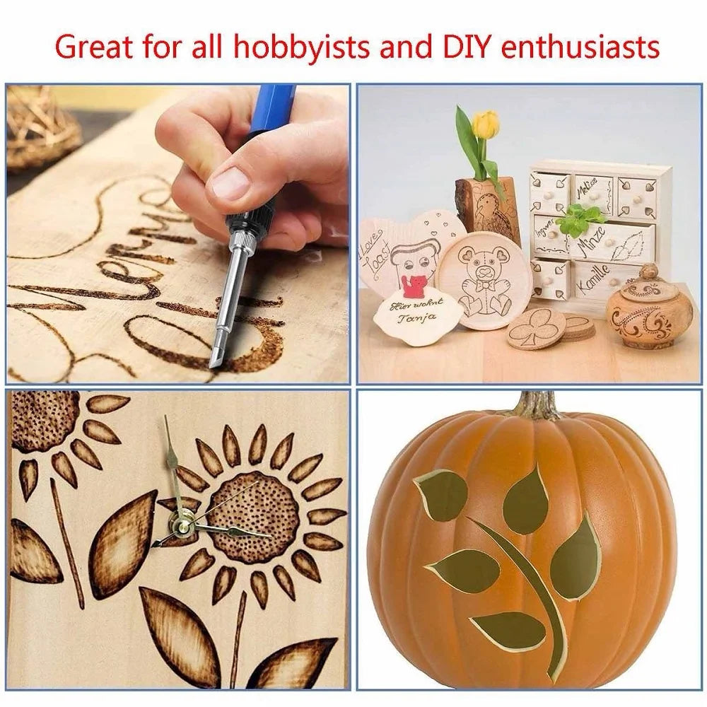 JCD 80W Engraving Pen Electric Soldering Iron Wood Burning Kit Flipping Word Embossing Pyrography Tool Craft 28PC TIP Set 908S