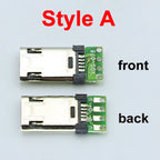 5/10PCS Micro USB 5Pin Male Plug With PCB Solder Plate Double-sided Micro 5P Connector Jack Port 4Pin Welding Wire Board Plug
