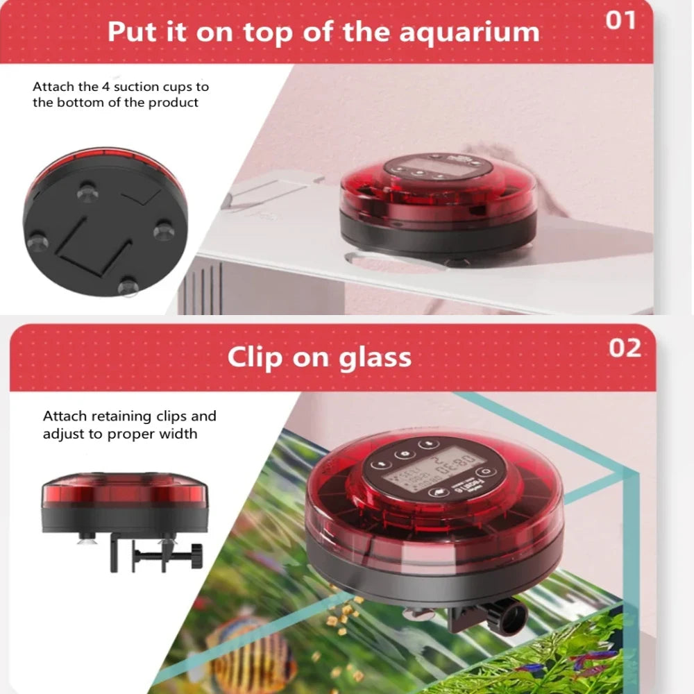 Automatic Fish Feeder for Aquarium Automatic Food Dispenser with Timer Rechargeable Timer Feeder with USB Cable LCD Display