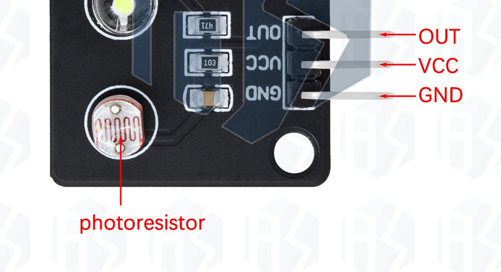 0-5V Analog Photoresistor Sensor Module: Light-Sensitive for Grayscale & Line Tracking for Arduino Compatible