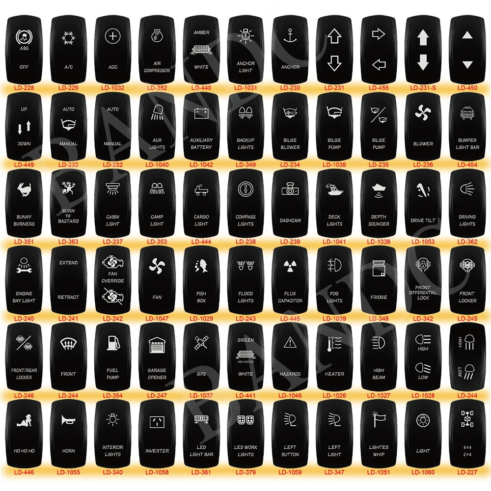 CUSTOM Dual RED Led Laser Etched Rocker Switch ON-OFF ON-OFF-ON (SPST DPDT) for ARB/Carling/NARVA 4x4 Caravan Accessories SUV