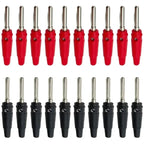 20Pcs 4mm Copper Solderless Brass Side Stackable Banana Plug Connector Red and Black High Current Insulated