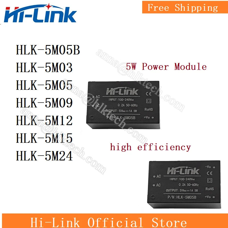 Hi-Link Free Shipping 5M05B 5M03 5M05 5M09 5M12 5M24 110V 220V To 3.3V 5V 9V 12V 24V CE Standard ACDC Power Converter Module