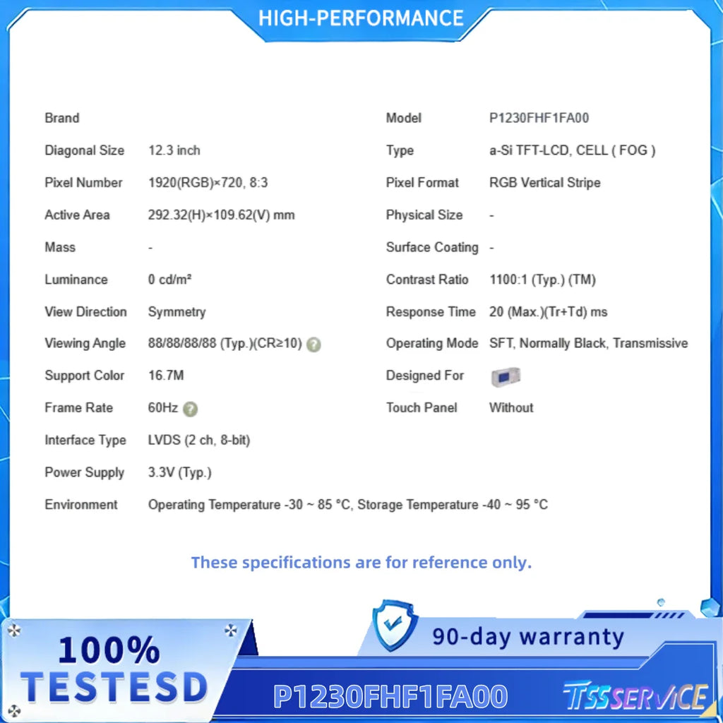 P1230FHF1FA00 12.3 inch 1920*720 Resolution LCD  fast shipping
