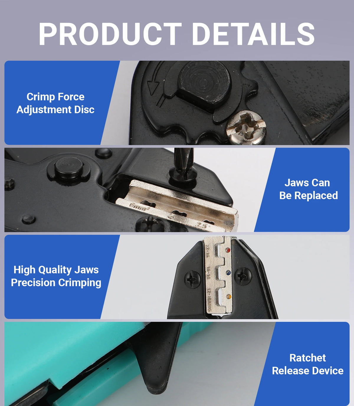 Crimping Tool Set Electrician Ratchet Wire Crimper For Crimp Terminals Dupont JST Non Insulated Open Barrel Ferrule MC4 Solar
