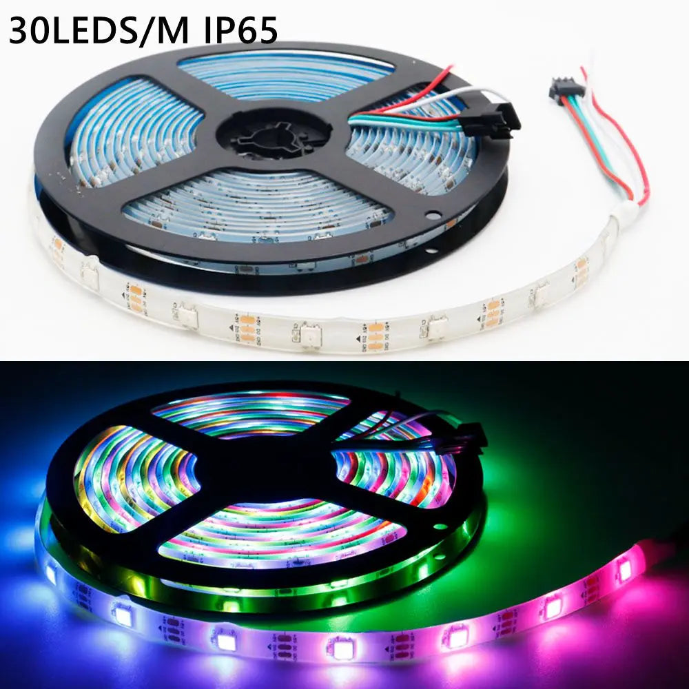 WS2812B Individually Addressable Led Strip light WS2812 5050 RGB Smart Pixels Led Light 30/60/74/96/144leds/m IP30/65/67 DC5V