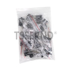 120pcs 0.22UF - 470UF 12Values*10pcs Aluminum Electrolytic Capacitor Assortment Kit Capacitance Pack 0.47UF 10UF 100UF 16V 50V