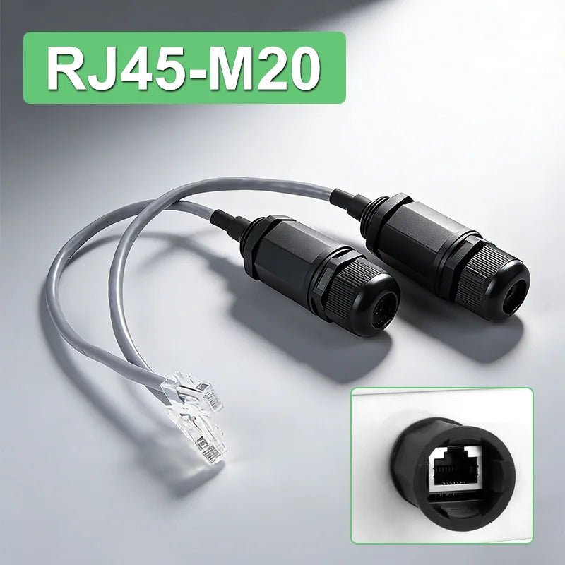 RJ45 Outdoor Network Connectors IP67 M20/22 Aviation Plug with 25cm Wire Rj45 Crystal Head Socket Cat5 Network Cable Waterproof