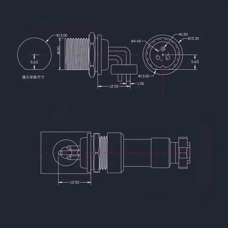 GX12 M12 PCB Aviation Plug Socket, 2/3/4/5/6/7Pin Gold Plated Copper Bent 90 Right Angle Solder Board Circuit Board Connector