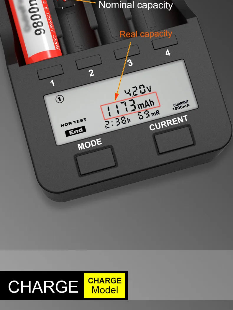 LiitoKala Lii-500 Battery Charger 4 Slot LCD Tester for 18650 26650 AA AAA Flashlight Vape Li-ion NiMH Rechargeable Cells