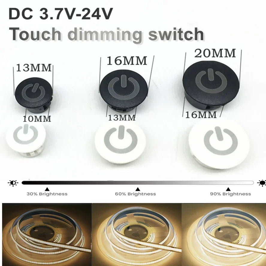 13 16 20MM Dimmable Touch Sensor Button Switch DC5V 12V 24V Smart Controller Home Light Strip Embedded LED Dimmer Controller