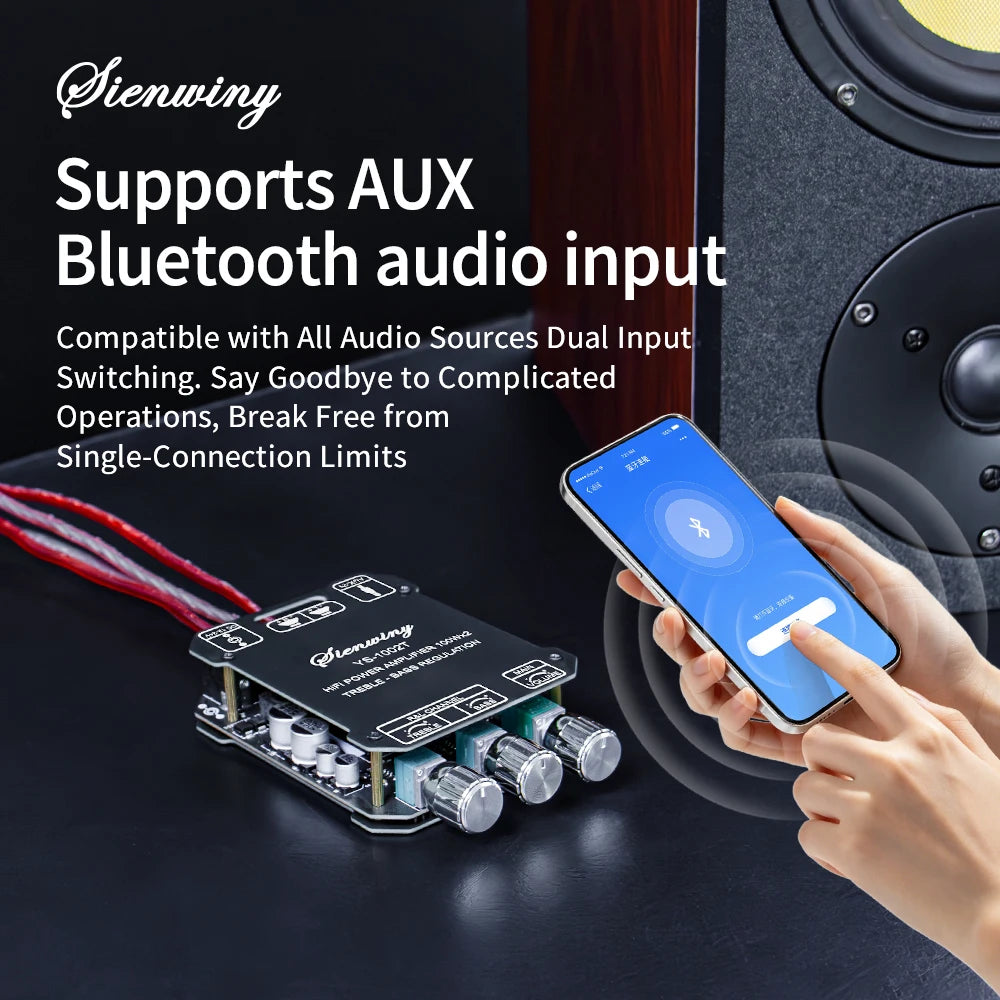 YS-1002T YS-502L Bluetooth 5.0 Audio Amplifier Board 2.0 Channel Stereo Power Amp Module 50W X2 100W X2 AUX Input For DIY Speaker Home Audio