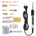 7 in 1 Wood Embossing Burning Carving Pyrography Pen Kit 60W / 80W Adjustable Temperature Soldering Iron Hand Operated Tools Set
