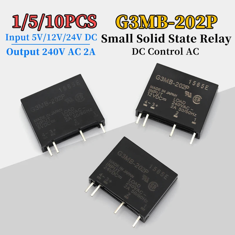 1/5/10Pcs Relay Module G3MB-202P G3MB 202P DC-AC SSR Input 5V/12V/24V DC Output 240V AC 2A Solid State Relay Module