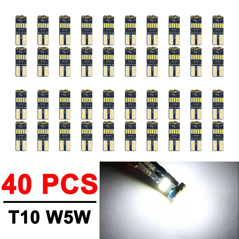 2/4/10/50 PCS T10 W5W LED Bulb CANBUS 12V 4014-15SMD 6500K White Car Interior Dome Door Courtesy  Glove Box License Plate Lights