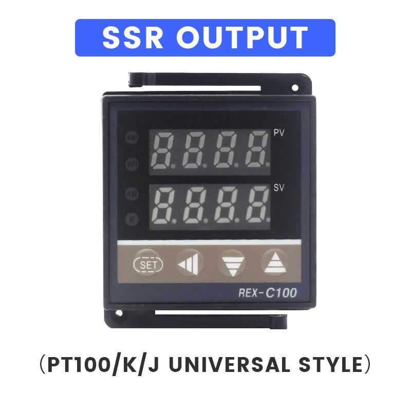REX C100 Digital PID Temperature Controller REX-C100 Thermostat 0-400℃ K Type Input 40DA SSR Relay 0-40A Heatsink VaneAims