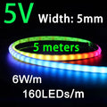 WS2812B COB LED Strip Lights DC5V 5mm Full Color SPI RGB-IC 100/160LEDs Individually Addressable Smart Pixels Tape Light