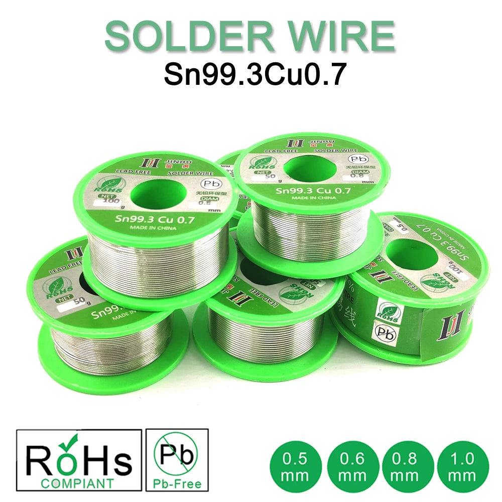 Lead-free Solder Wire SN99.3 Cu0.7 Environmental Protection Tin Wire Flux Reel Welding Line Soldering Wire Roll High Purity