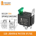 LANBOO 30A High Current Car/Auto Relay 12V 24V 30A with 4PIN/5PIN Applications Include Lighting Control and Horn Control.