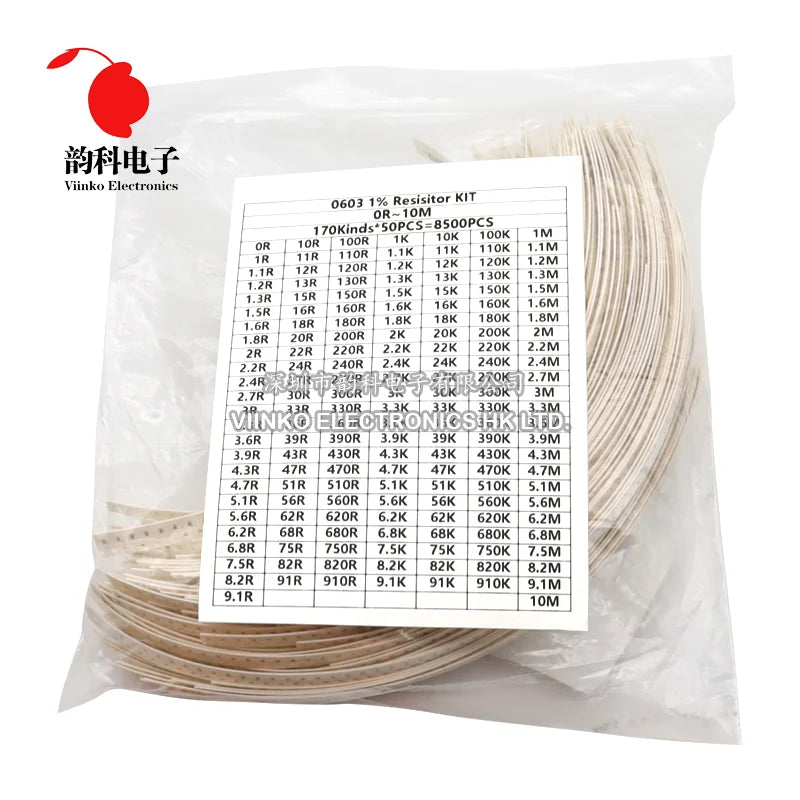 170Values 1% 0402 0603 0805 1206 SMD Chip Resistor Assorted Kit 0R - 10M ohm Resistance Samples Set