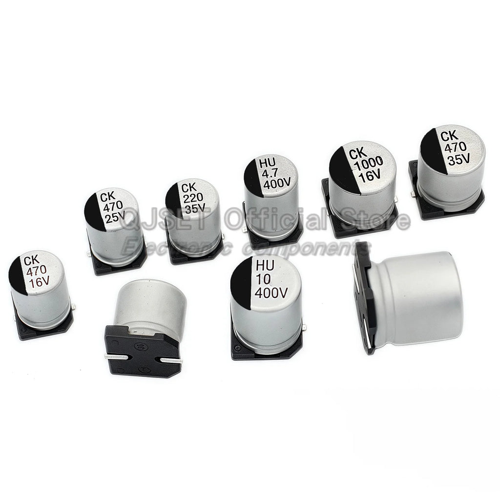10Pcs SMD Aluminum Electrolytic Capacitor 6.3V 10V 16V 25V 35V 50V 100V 400V  2.2UF 4.7UF 10 22 33 47 100 220 330 470 680 1000UF