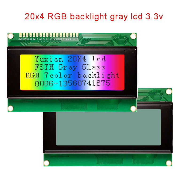 2004A 20x4 IIC I2C LCD Display Blue White Green Screen RGB Backlgiht Black Character 3.3V or 5V 98X60mm