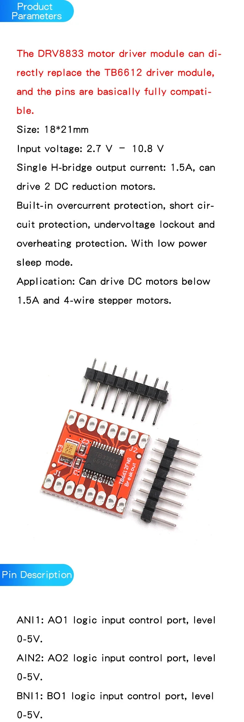 L298N motor driver board module DC stepper motor motor smart car robot accessories TB6612FNG