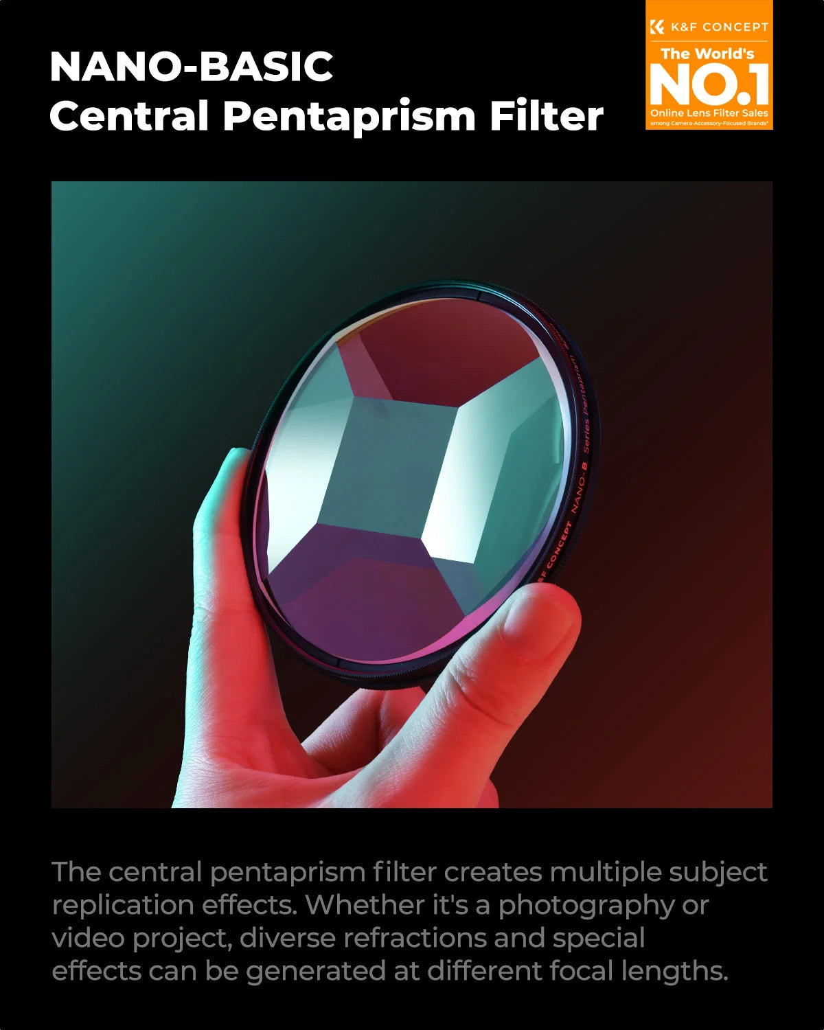 K&F CONCEPT Effects Filters Kaleidoscope Prism/Spiral Halo/Split Diopter/Motion Blur/4 6 8 Points Camera Lens Filter Photography